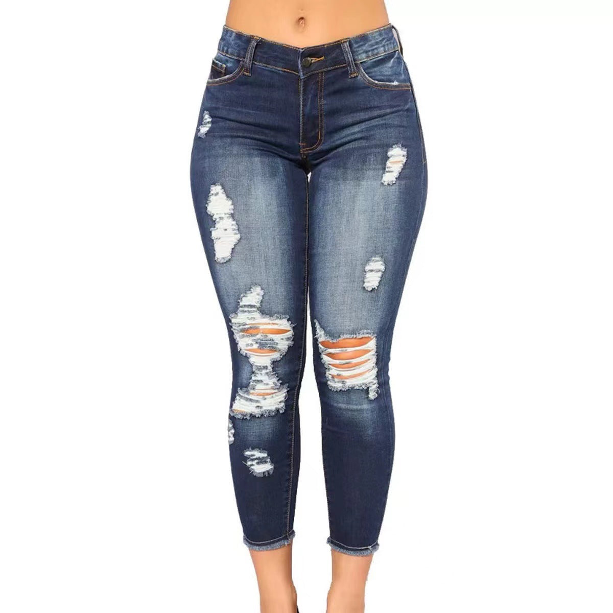 Skinny Jeans Damen Destroyed Effekt Stretch