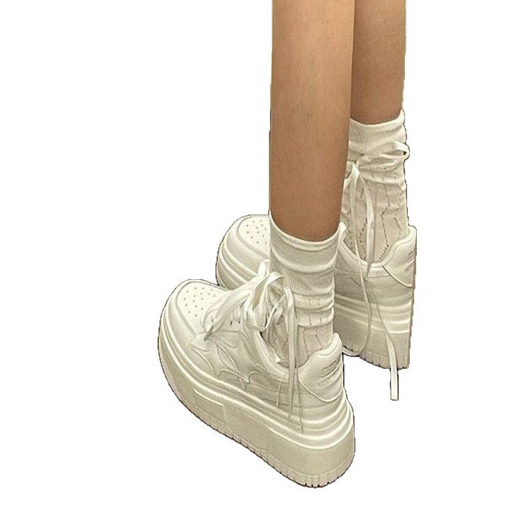 Damen Plattform Sneaker Leder atmungsaktiv Komfort Sohle