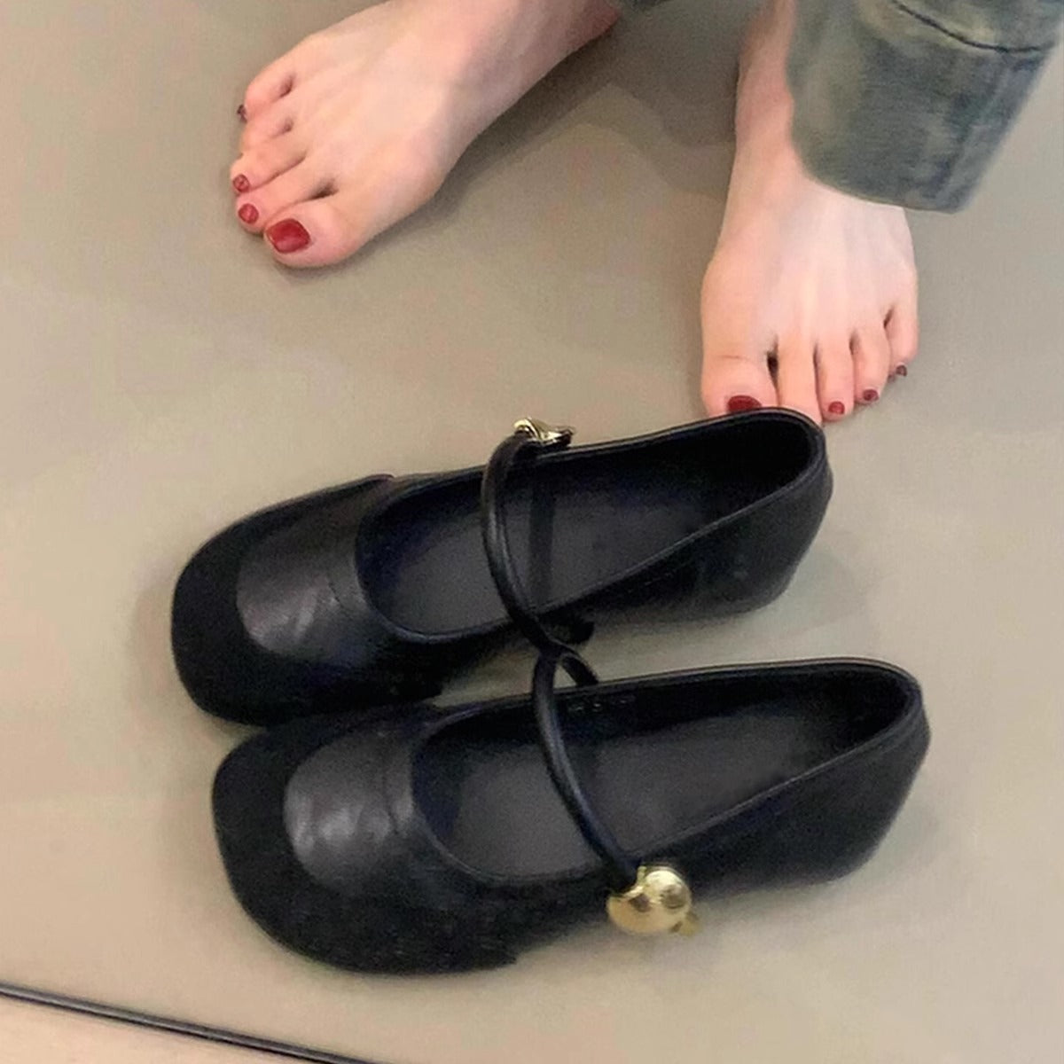 Damen Ballerinas Komfortabel Schnalle Schuhe Elegant