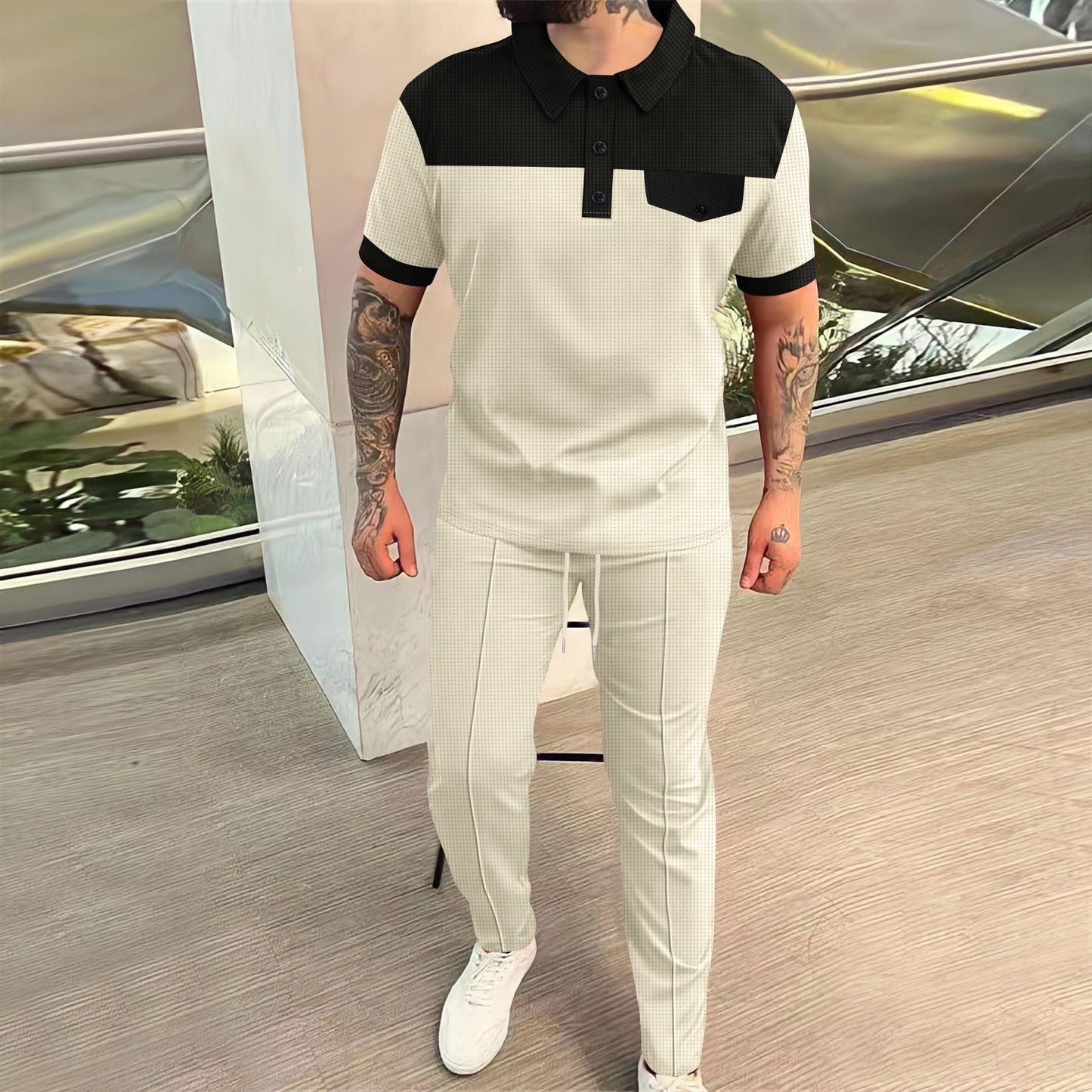 Herren Freizeithemd Elegant Strukturiert Modern