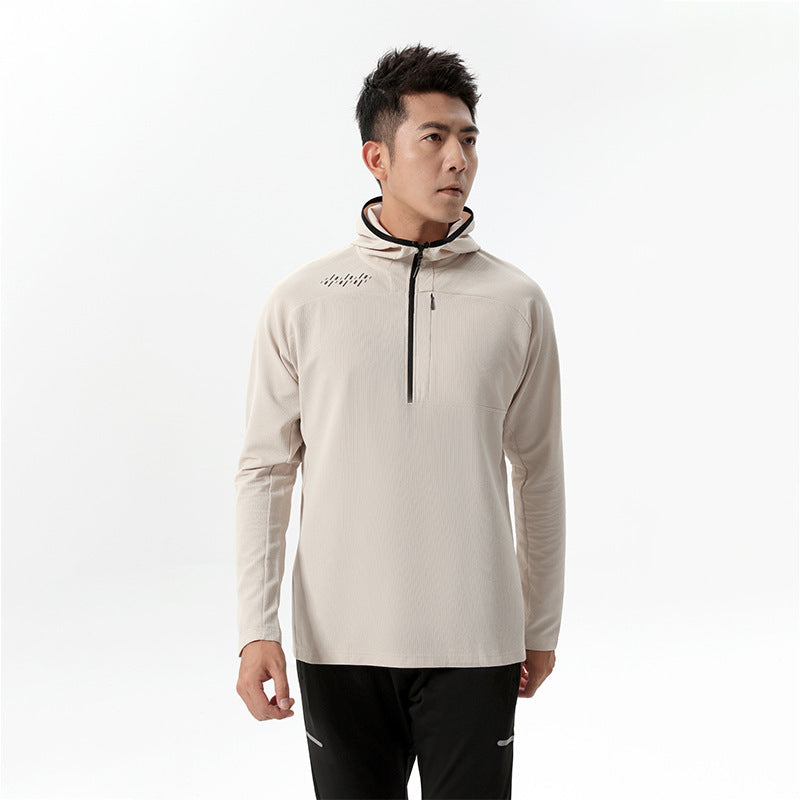 Herren Sportoberteil Atmungsaktiv Kapuze Funktionsshirt