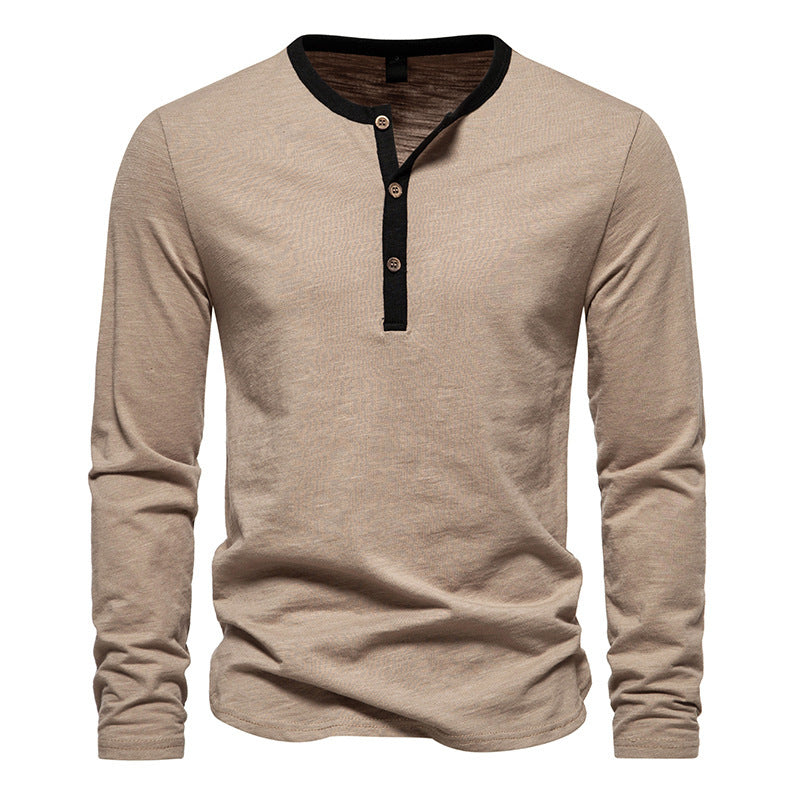 Herren Langarmshirt Henley Style KontrastkragenModern