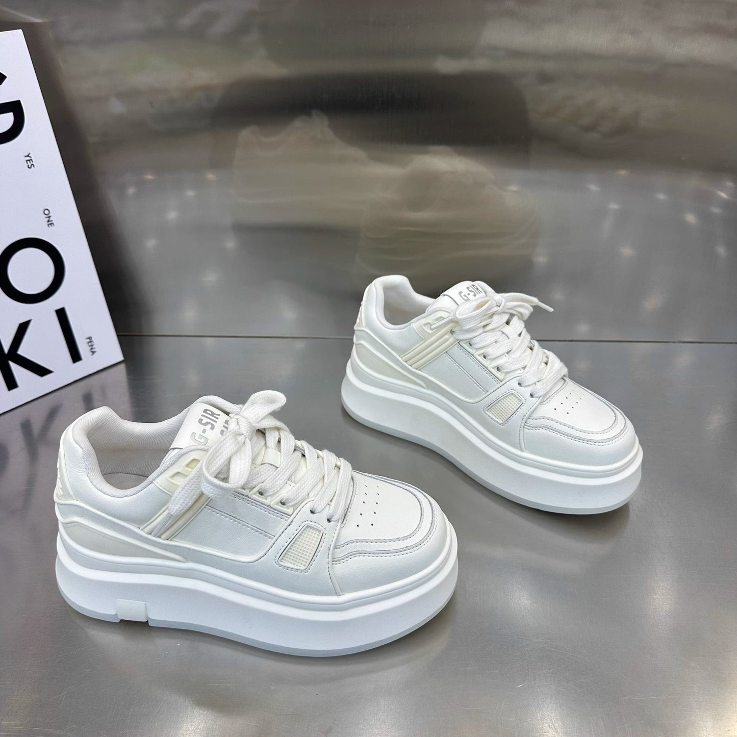 Damen Plattform Sneaker Bequem Dämpfung Modern