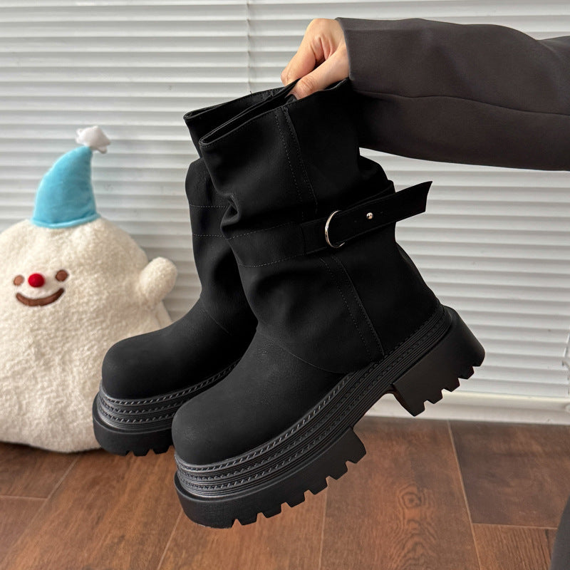 Damen Stiefel Bequem Modern mit Weichem Innenfutter Schwarz