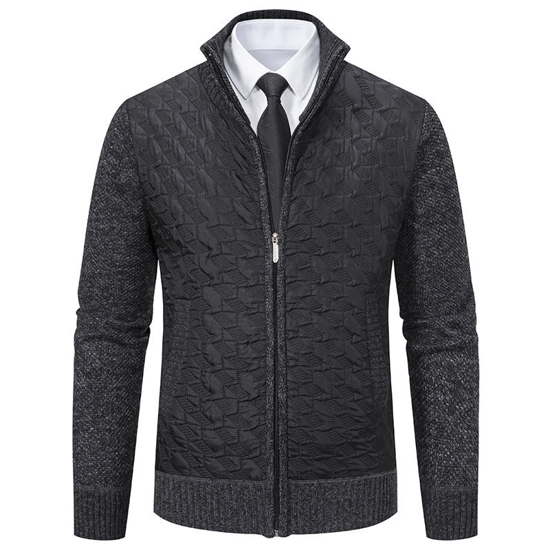 Herren Strickjacke Steppdesign Modern Schwarz