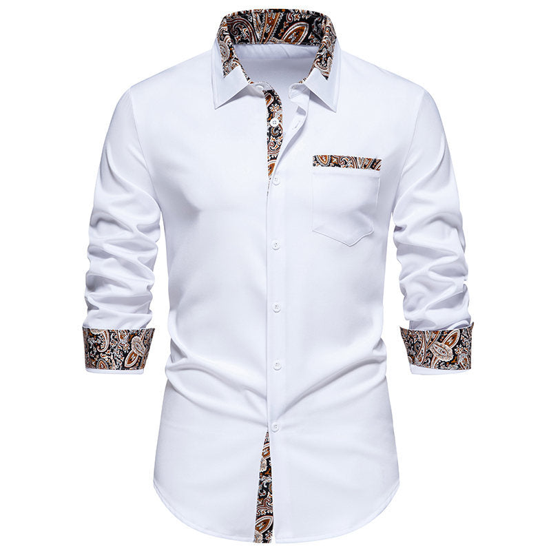 Herren Hemd Langarm Modern mit Kragen und Muster