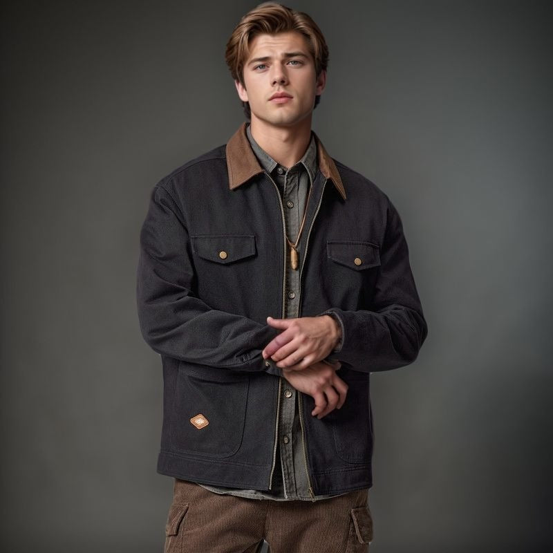 Herren Jacke Utility Style mit Klappentaschen Reißverschluss