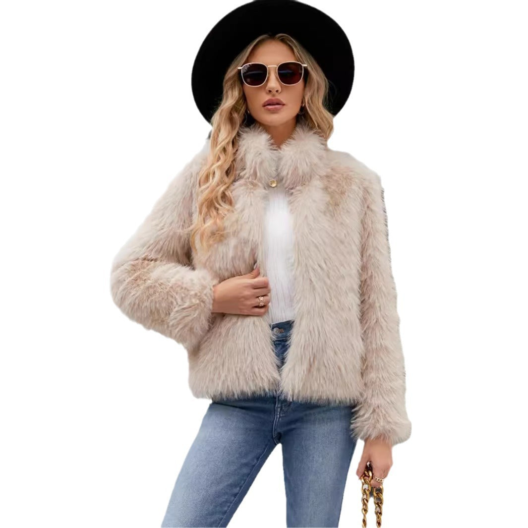 Damen Kurzjacke Kunstfelljacke Trendig Luxuslook