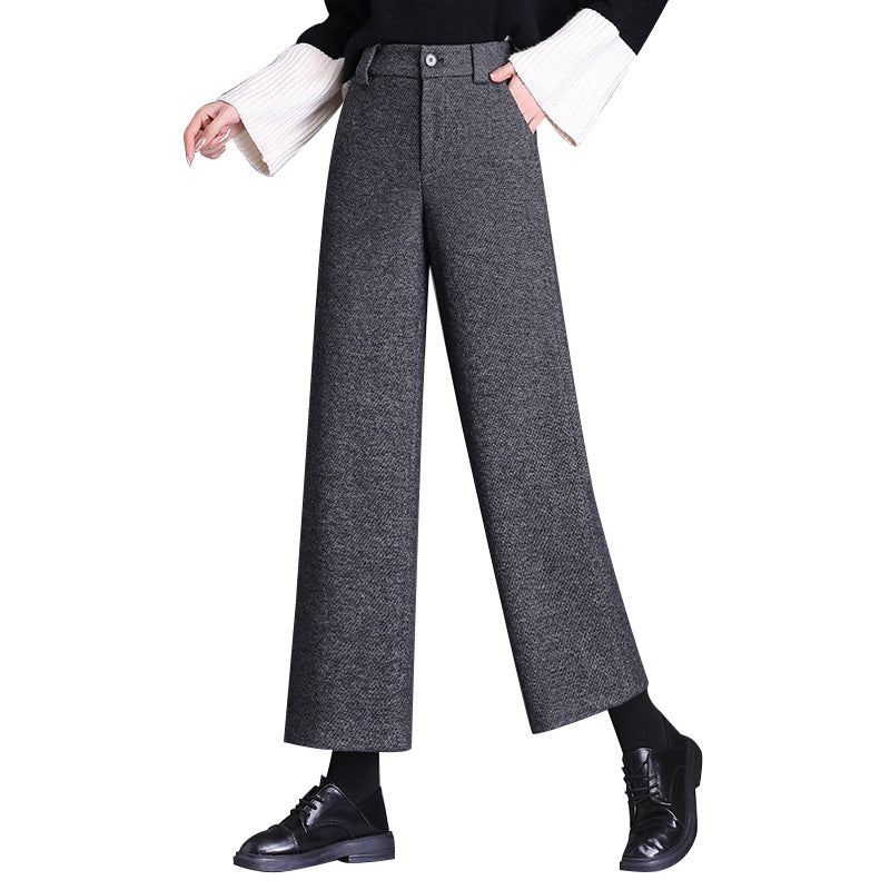 Damen Wollhose Weite Bein mit Klassischem Muster