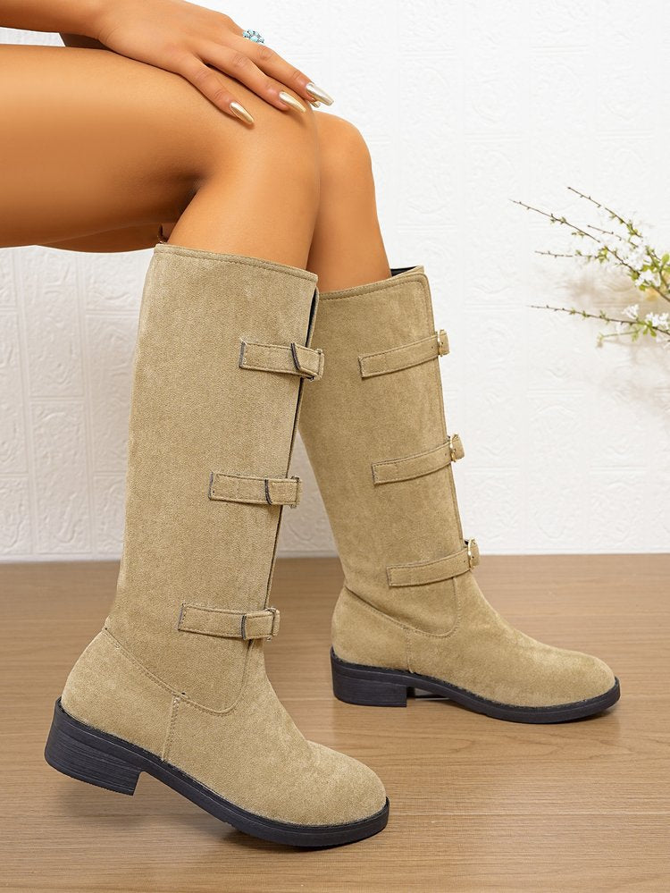Damen Stiefel Overknee Schnalle Robust Winter