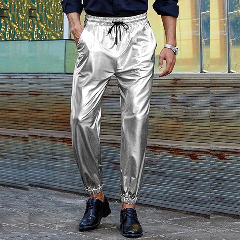 Herren Kunstlederhose Slim Fit Elastisch Modern