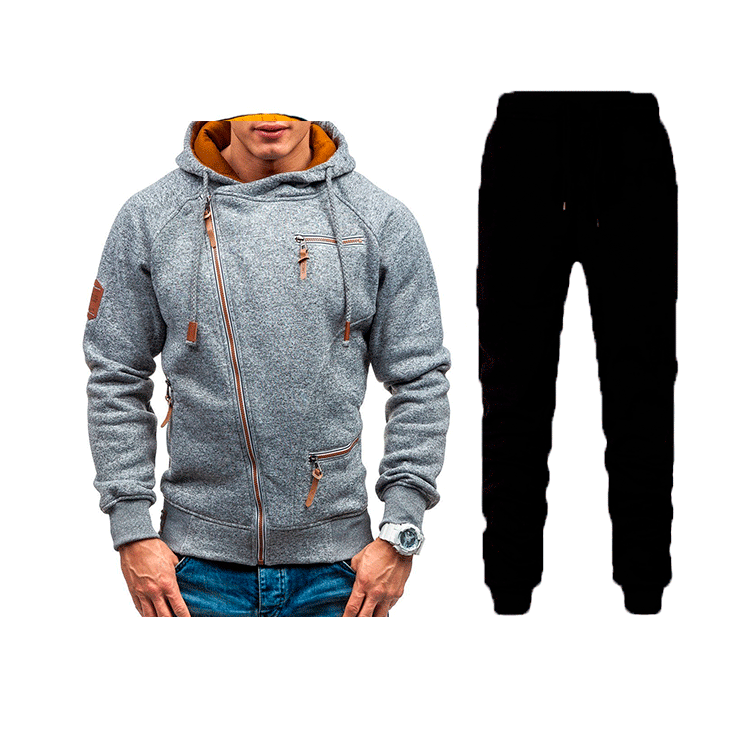 Herren Sportlich Sweatjacke Jogginghose Set Mit Kontrastdetails