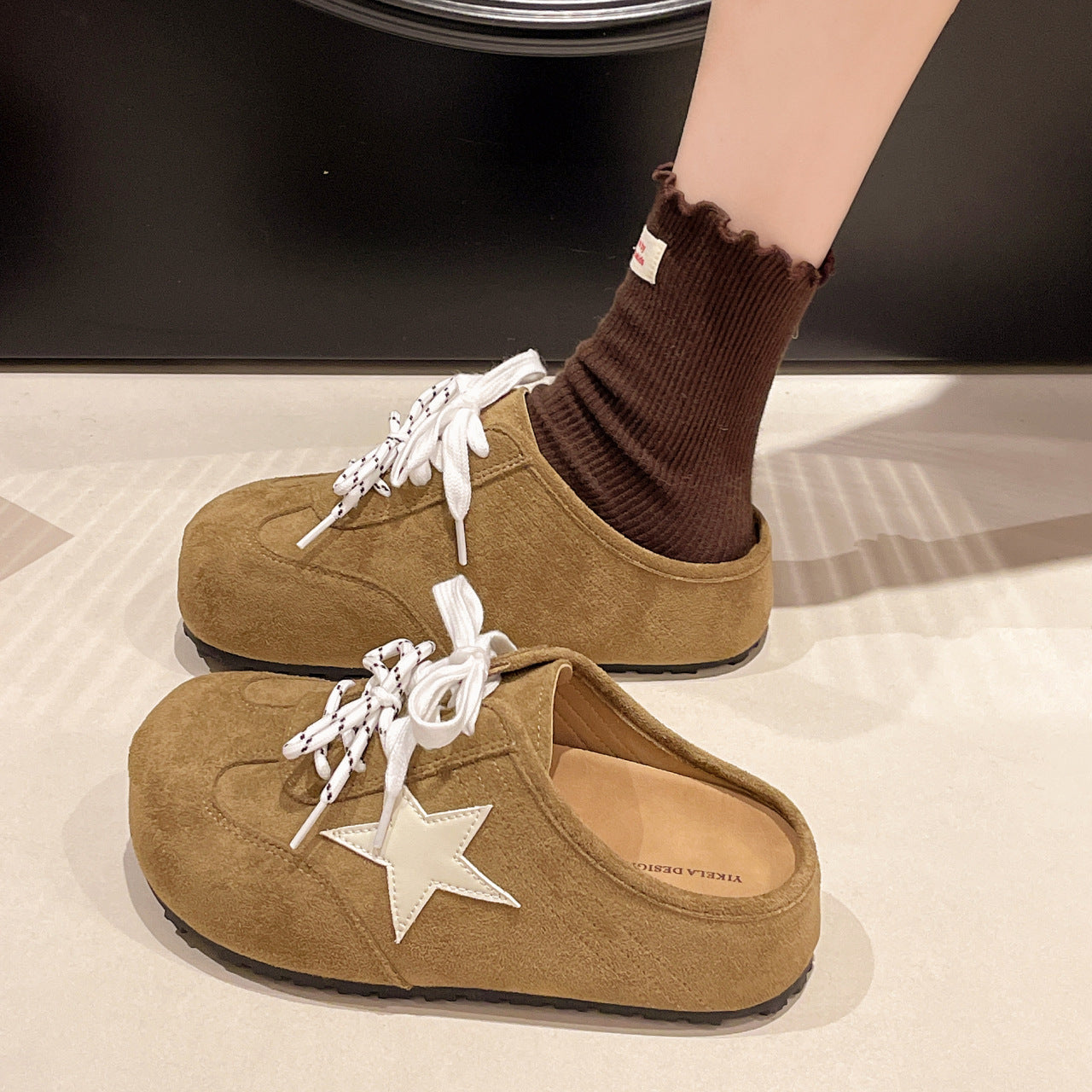 Damen Clogs Bequem Sternemblem Rutschfest