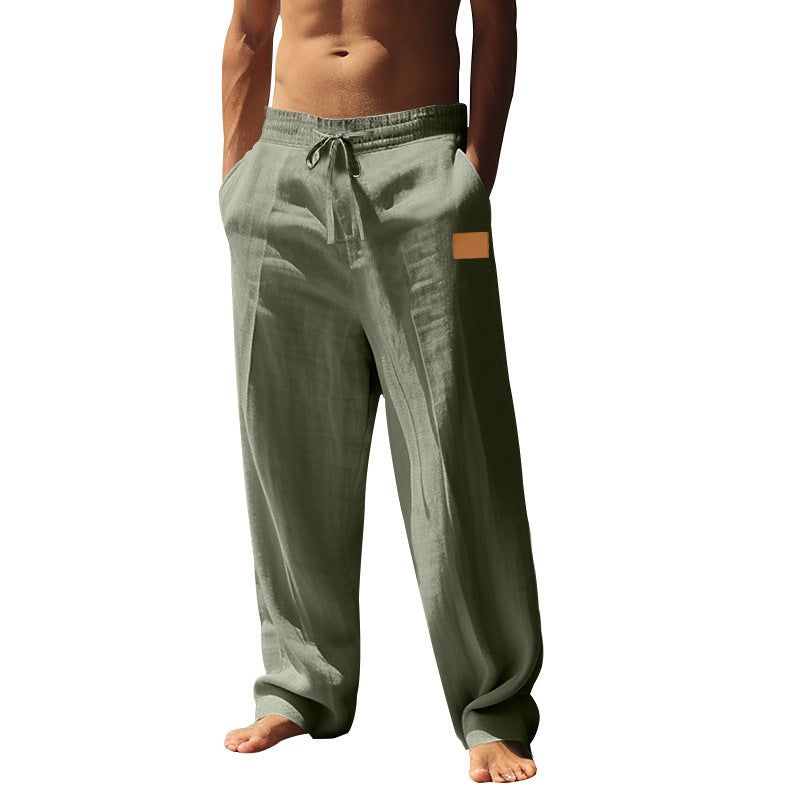 Herren Leinen Shorts Bequem Elastisch mit Seiten Taschen