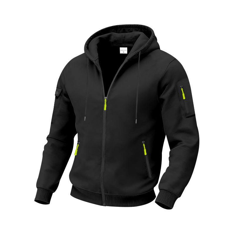 Herren Hoodie Sportlich mit Reißverschlusstaschen Funktionale Outdoorjacke