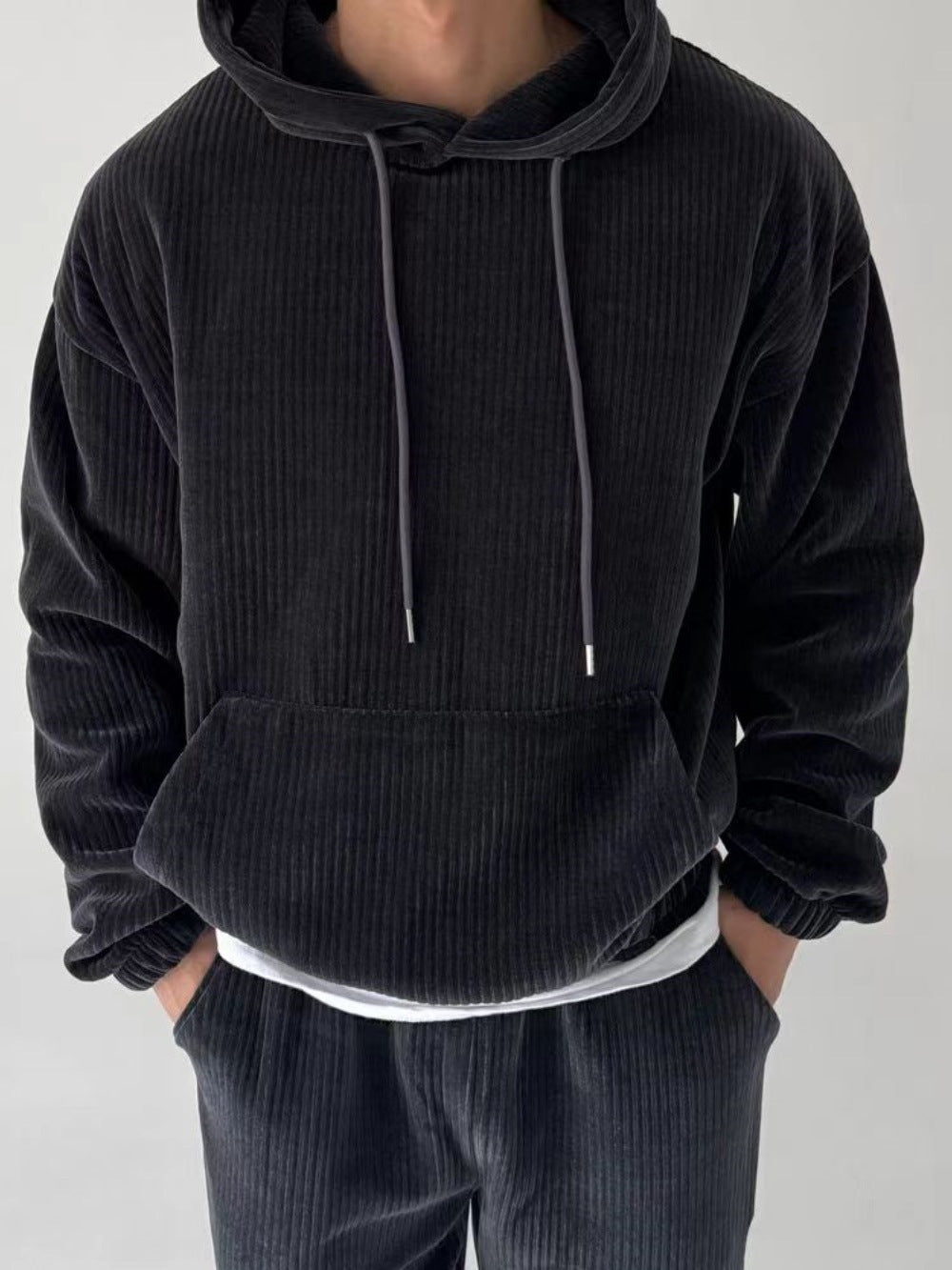 Herren Hoodie Struktur Optik Ripp Design Modern