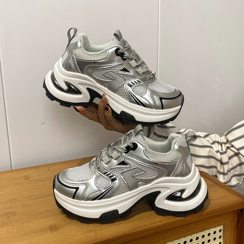 Damen Sneaker Sportlich Chunky Reflektierend Komfortabel