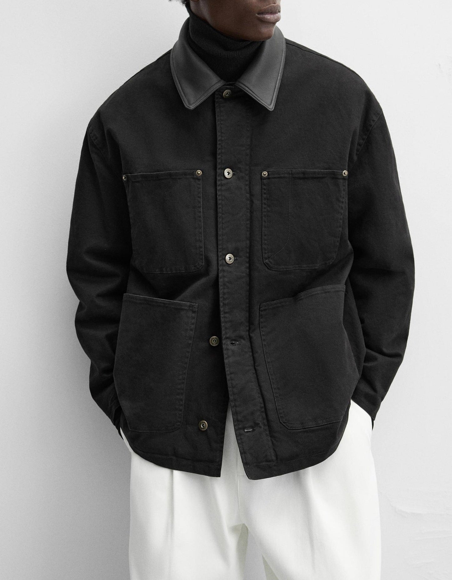 Männer Utility-Jacke Modern mit großen Taschen und verstellbarem Kragen