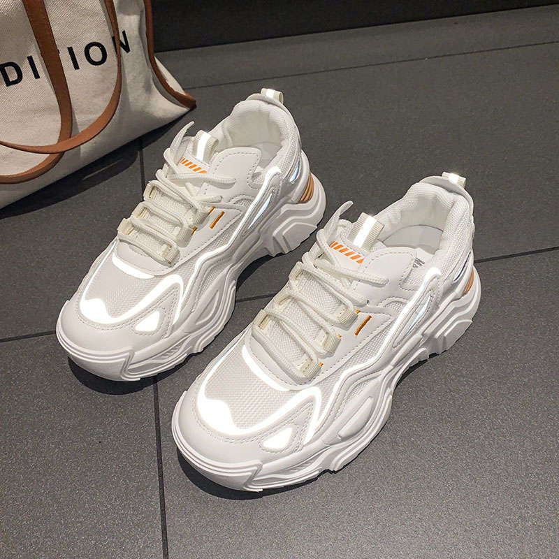 Sportliche Damen Sneaker Reflektierend Chunky Sneaks