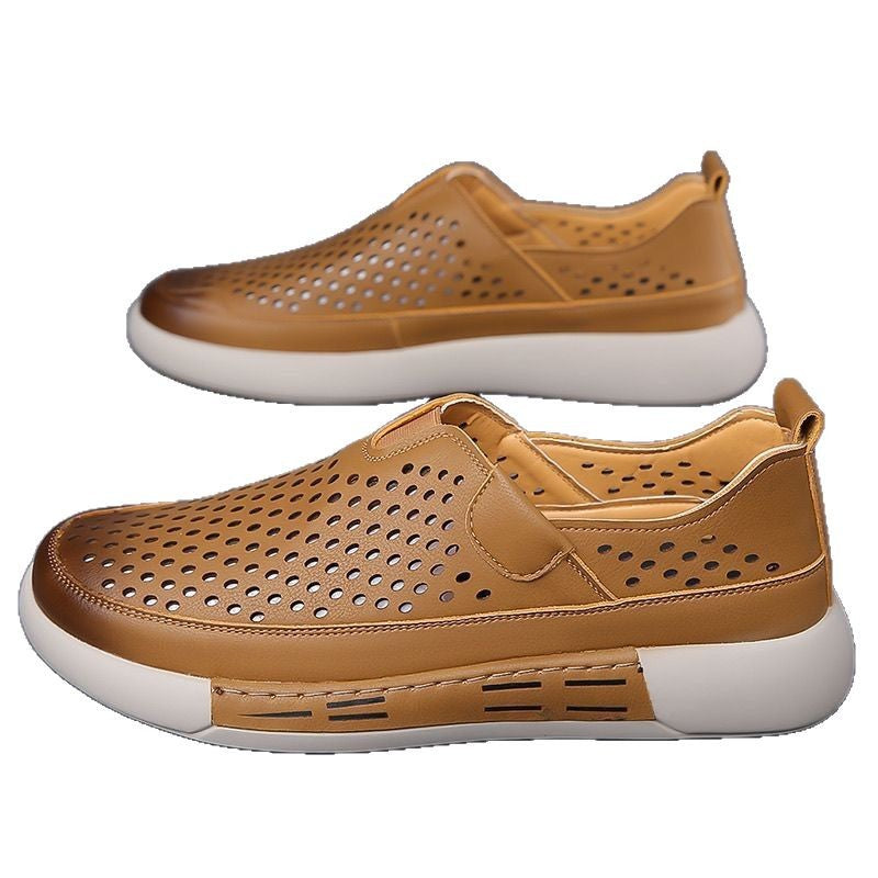 Damen Sneaker Atmungsaktiv Perforiert Leder Sportlich