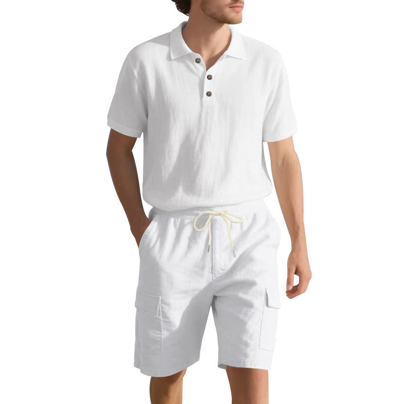 Herren Polohemd und Cargo Shorts Set Sportlich Sommerlich