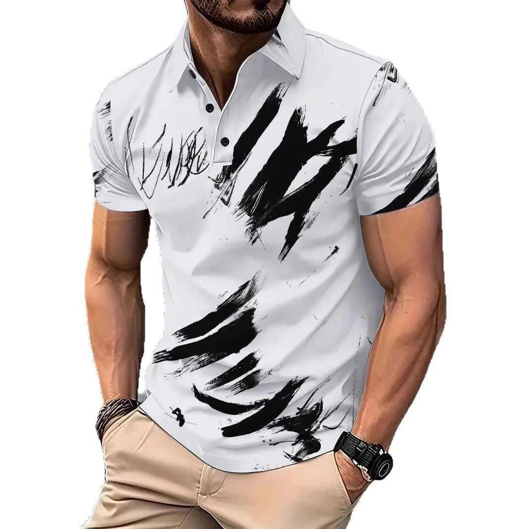 Herren Poloshirt Modern mit Pinselstrich Design Berlin