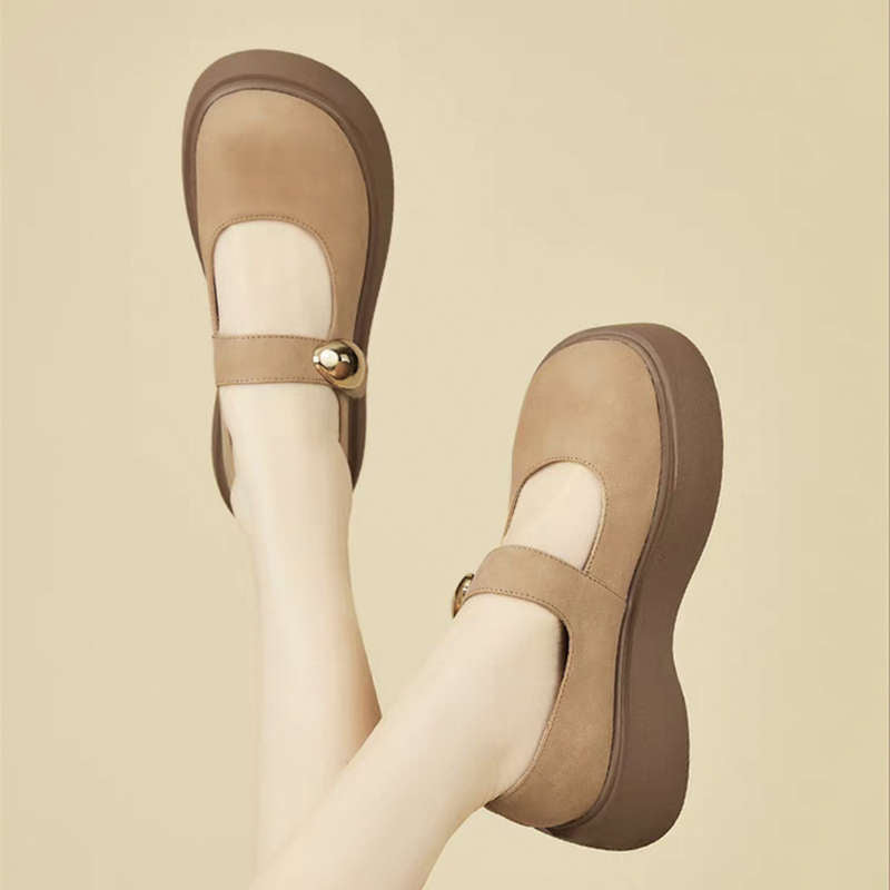 Damen Plateau Ballerinas Elegant Schnalle Modisch Hoch