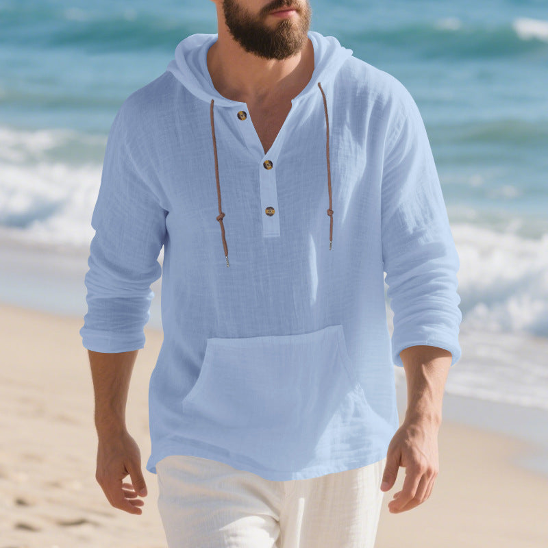 Herren Kapuzenshirt Lässig Mit Knopfleiste Trendy