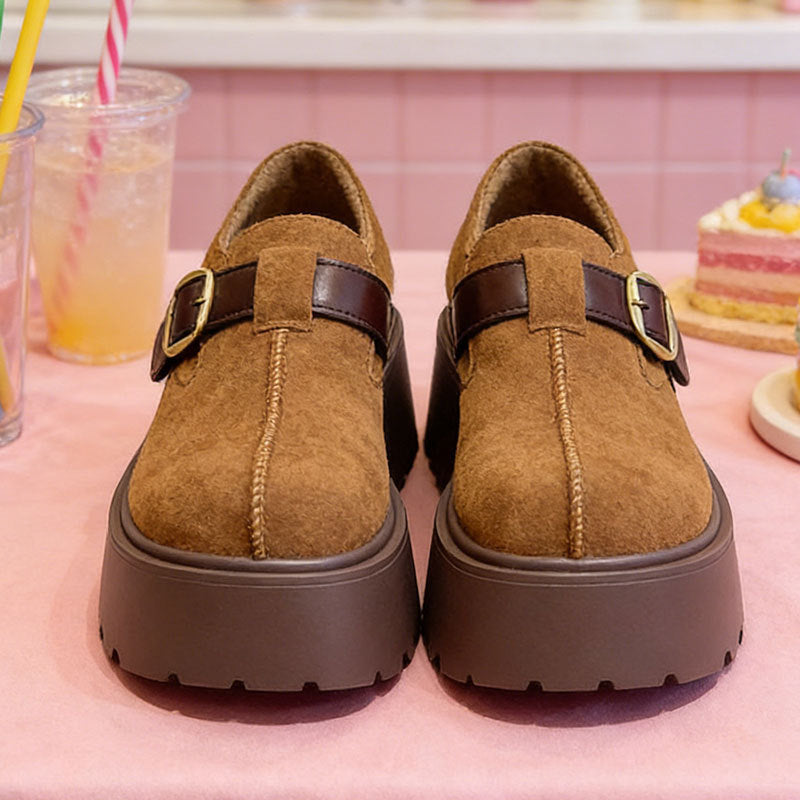 Damen Plateau-Schuhe Höhe Hoch Modisch Schnalle Schwarz