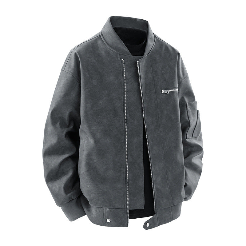 Herren Bomberjacke Elegant Vieltaschig Schwarz