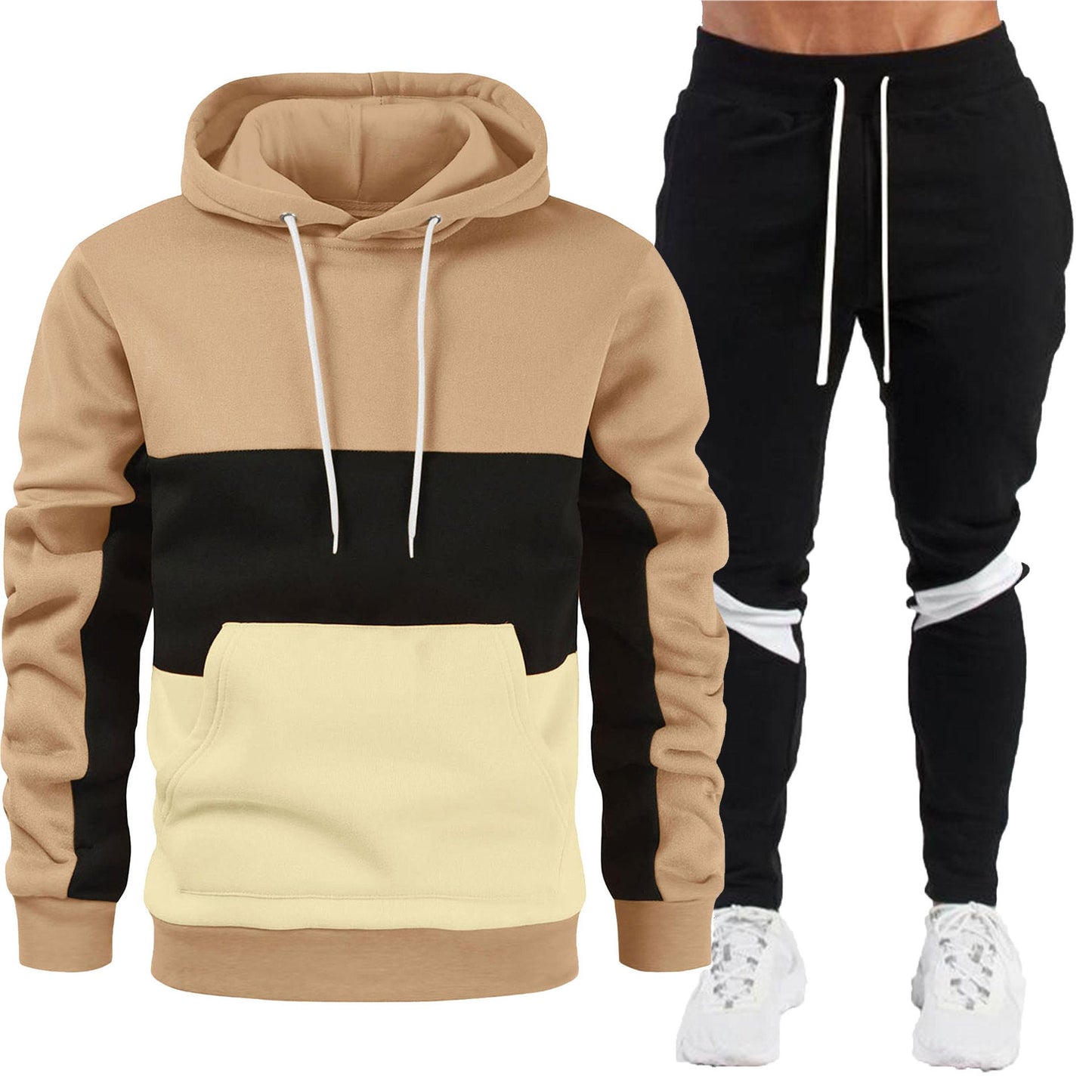 Sportliche Herren Jogginghose Hoodie Set Baumwolle Grau