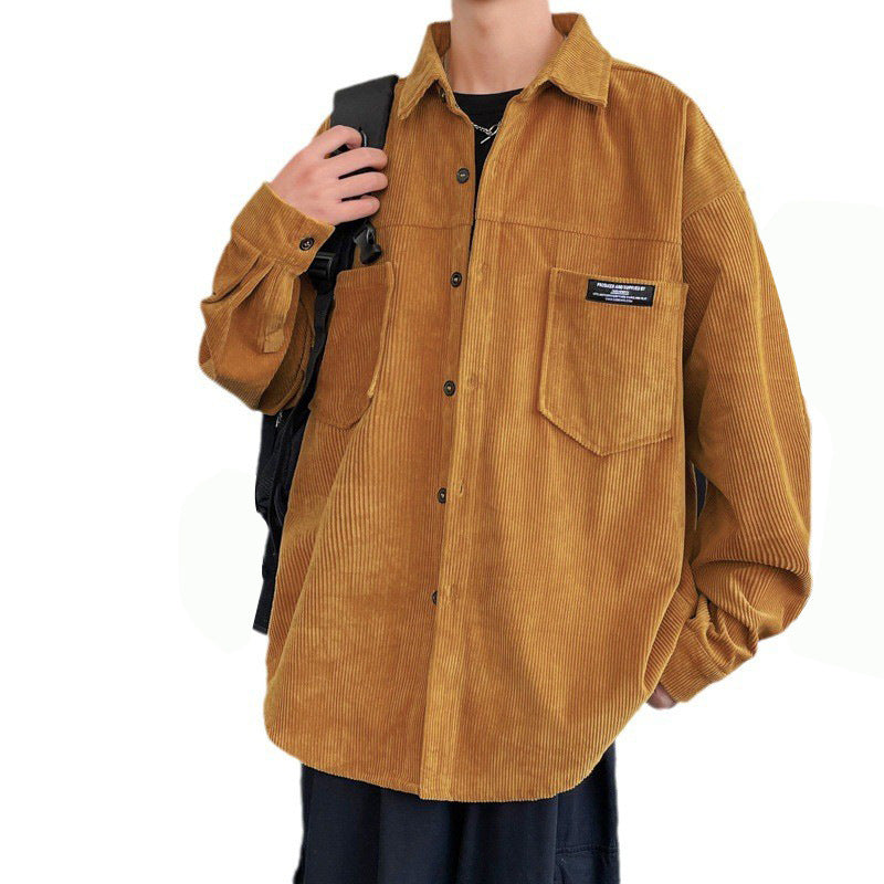Herren Cordjacke Lässig Mit Taschen Grün Braun