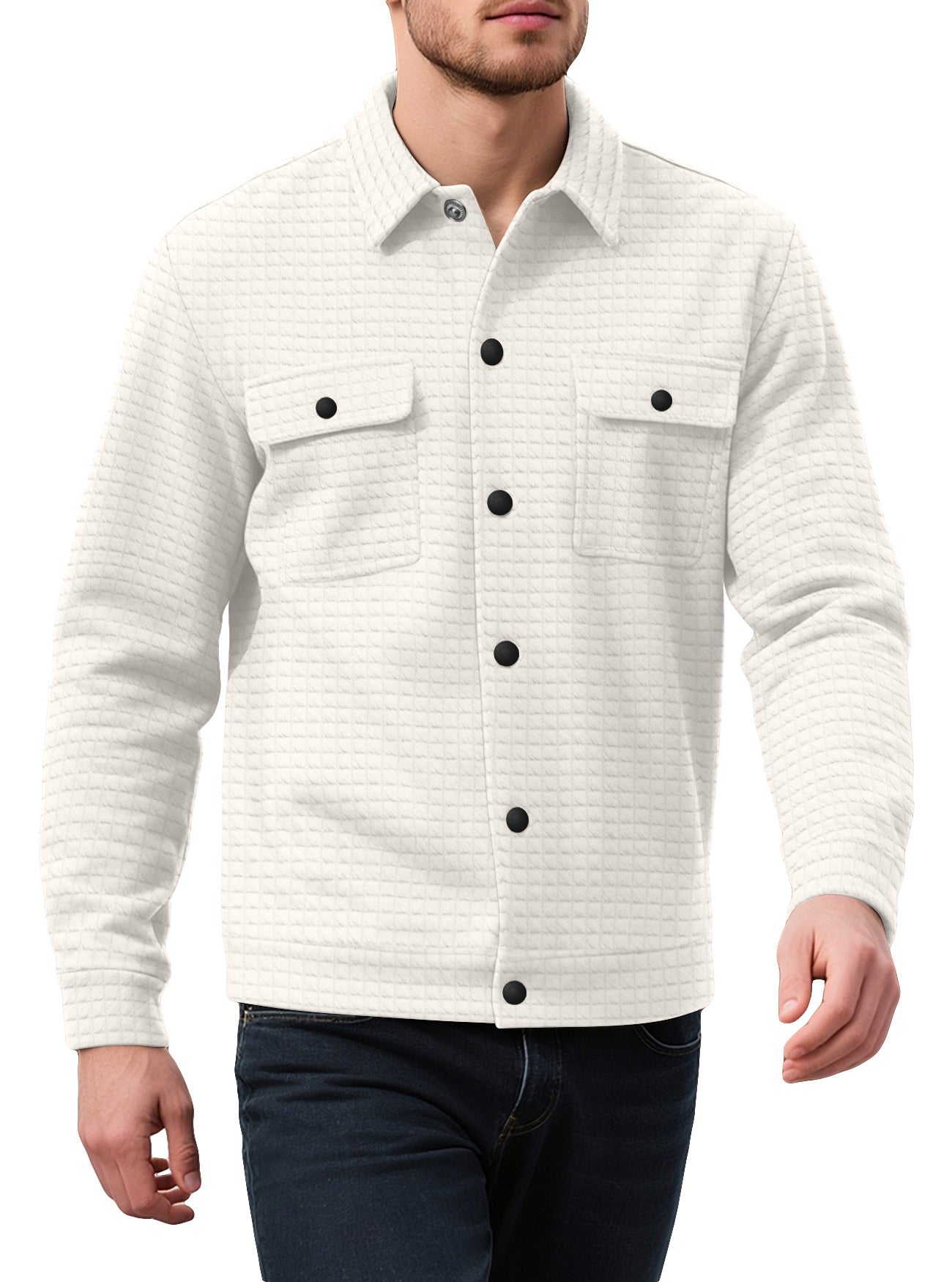 Herren Karo-Jacke Lässig Mit 2-Taschen Modern