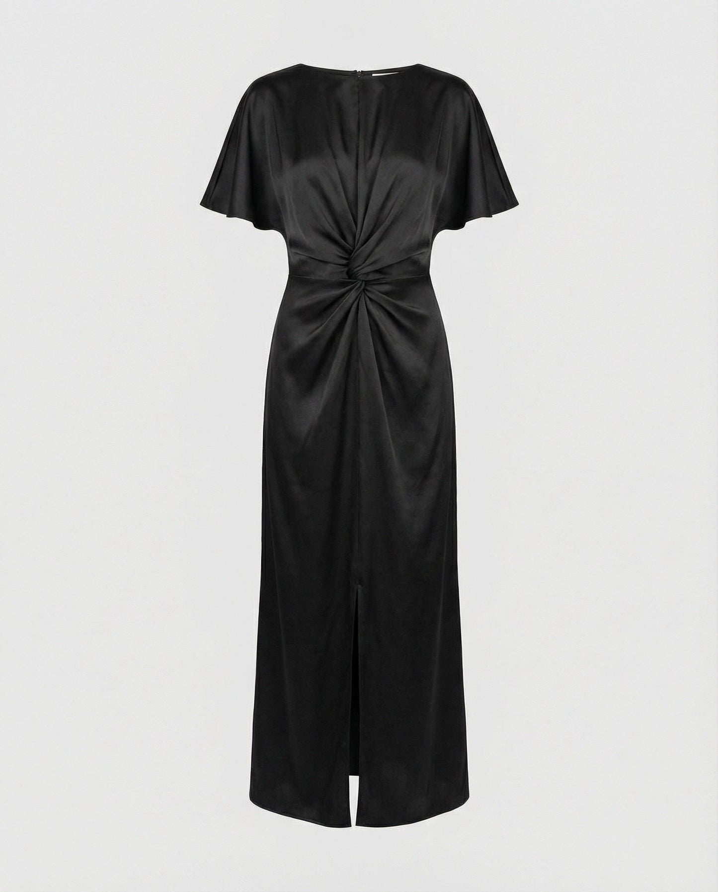 Elegantes Damen Maxikleid Satin Wickelkleid Lang