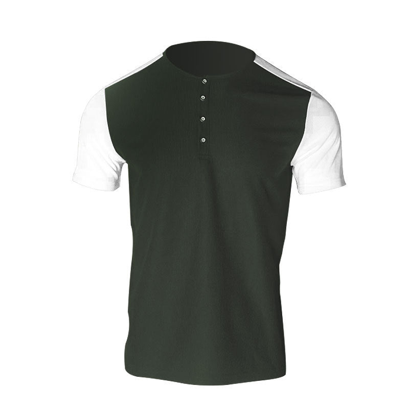 Herren Hemd Kurzarm Modisch Henley Kragen