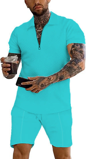 Herren Sportset Oberteil Shorts Strukturiert Modern