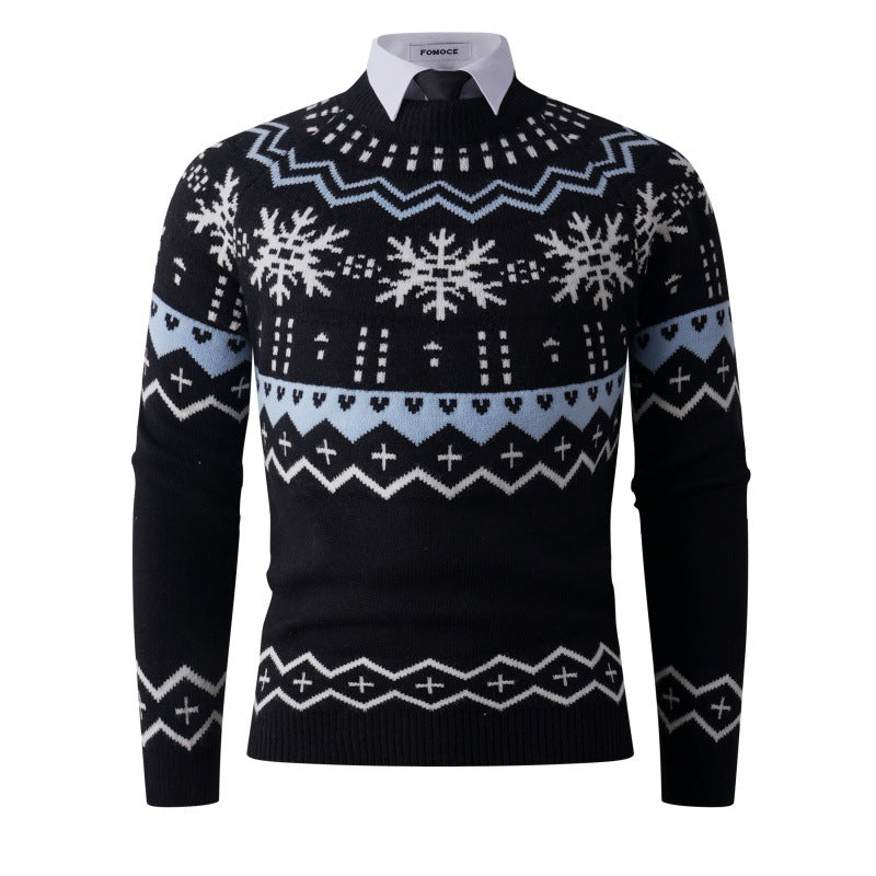 Herren Strickpullover Modern mit Schneemuster Grau