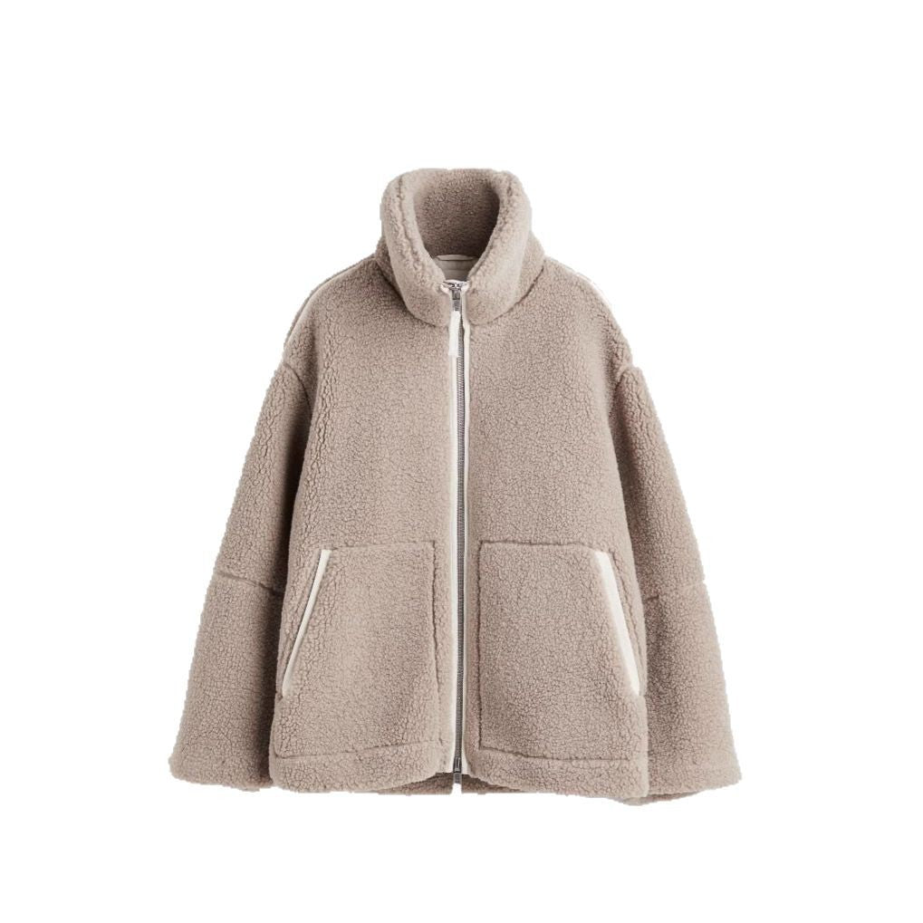 Große Fleecejacke Damen Oversized Warm mit Taschen