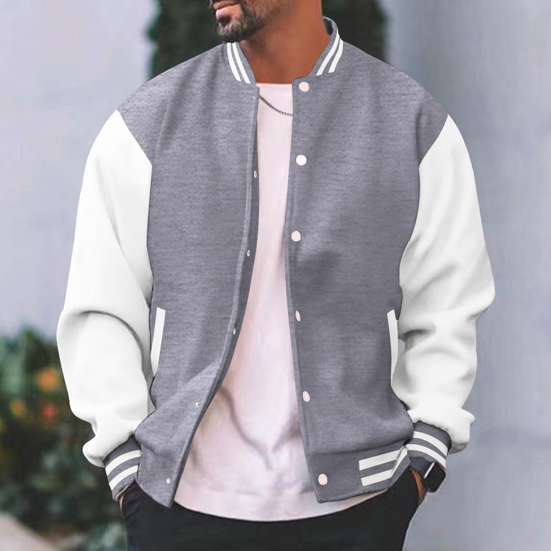Herren Collegejacke Gestreift Kontrast Ärmel Modern