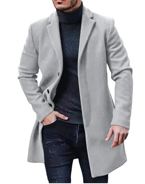 Herren Wollmantel Modern Schnitt Elegant mit Taschen