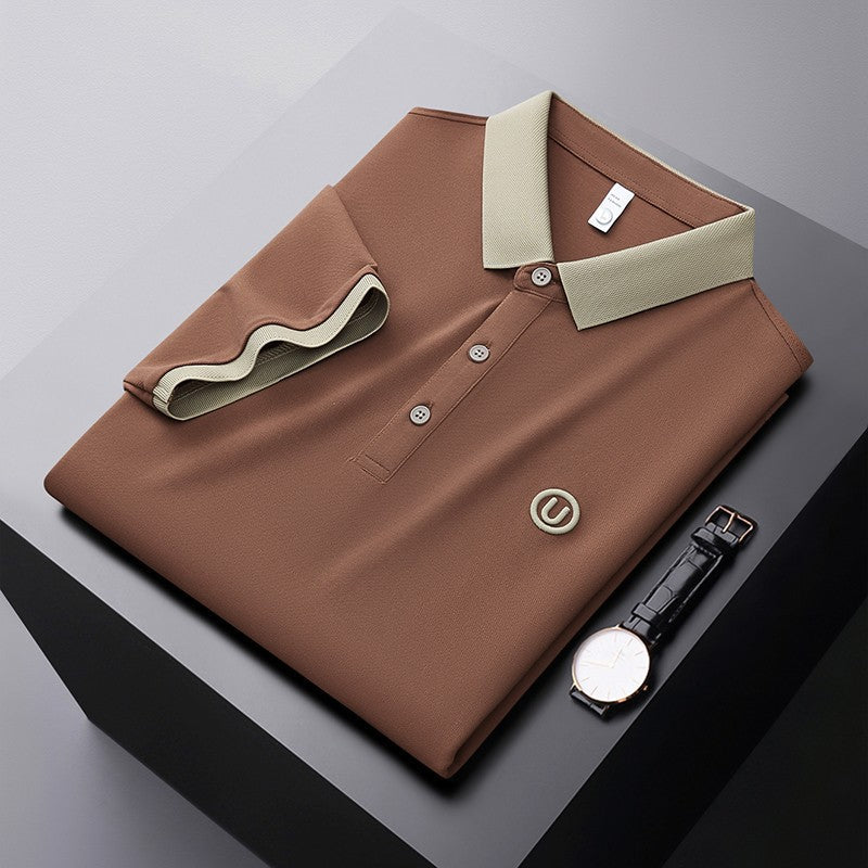 Herren Poloshirt Atmungsaktiv Moderner Kontrastkragen