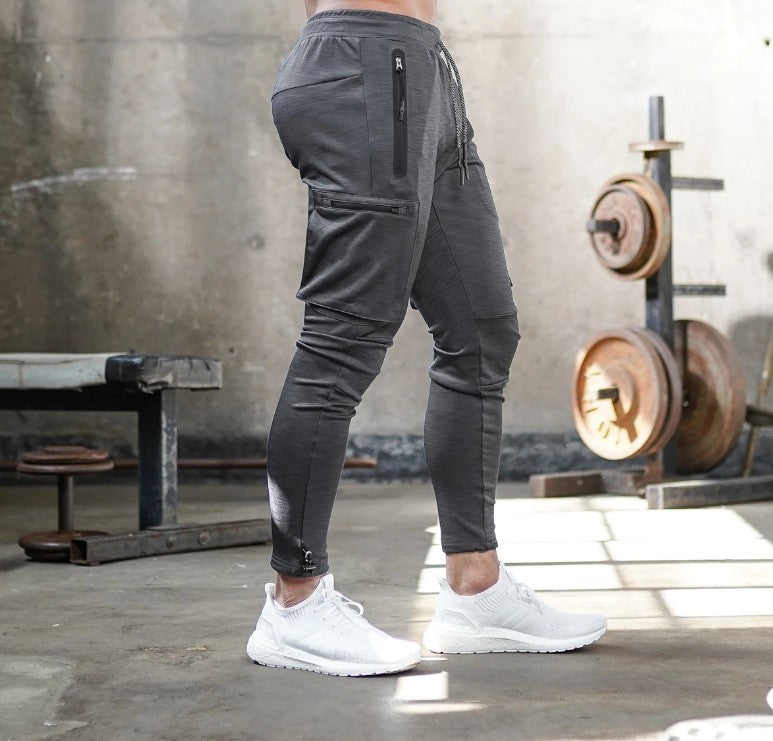 Herren Jogginghose Sportlich Slim Fit mit Reißverschlusstaschen