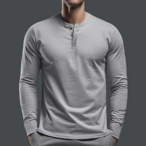 Herren Langarmhemd Baumwolle Bequem Knopfleiste Modern