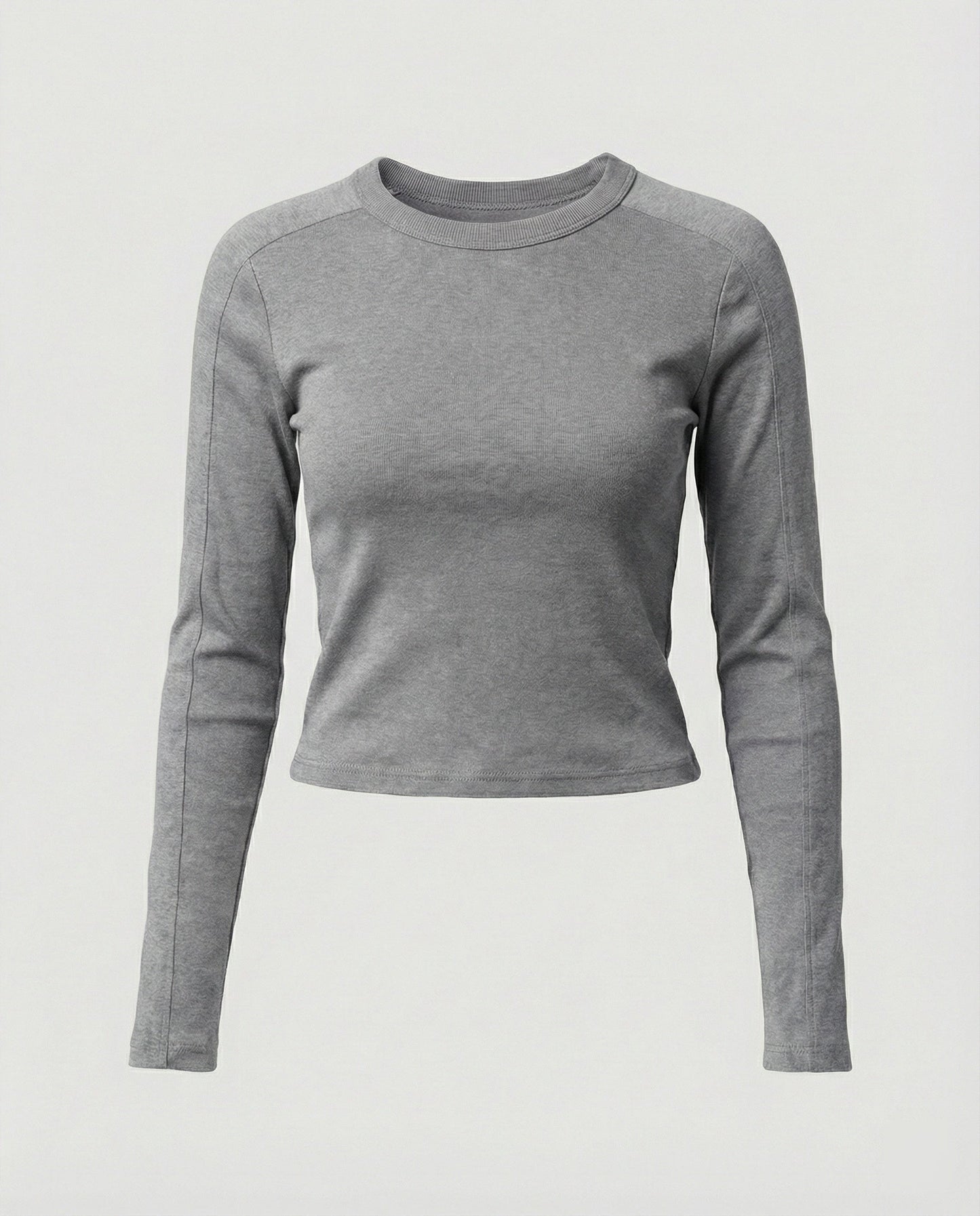 Damen Langarmshirt Slim Fit Grau Patchwork Oberteil