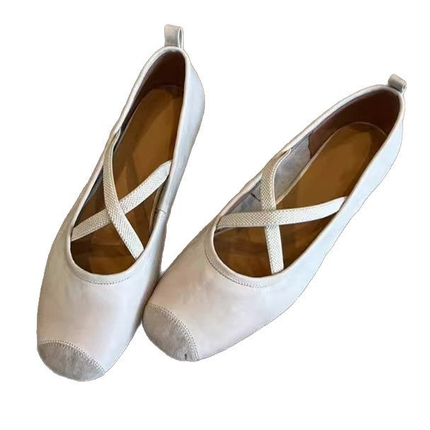 Damen Ballerinas Bequem Elegantes Kreuzband
