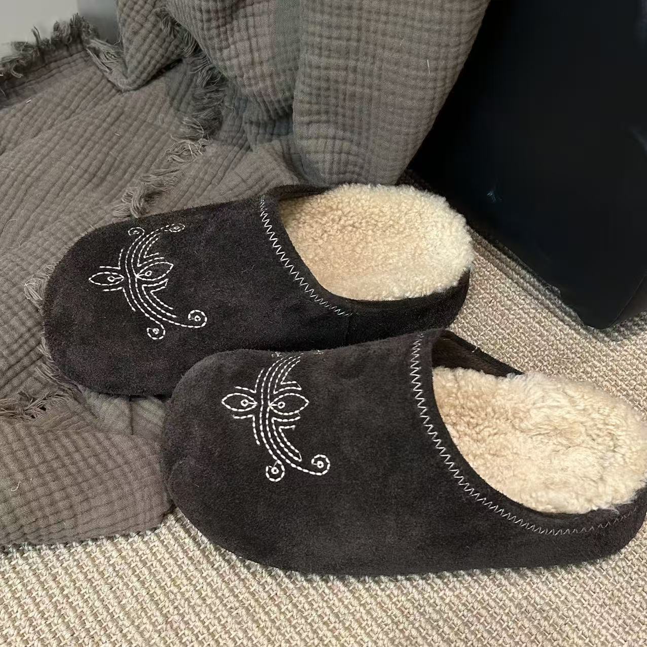 Weiche Damen Hausschuhe Wildleder Kuschelig Warm