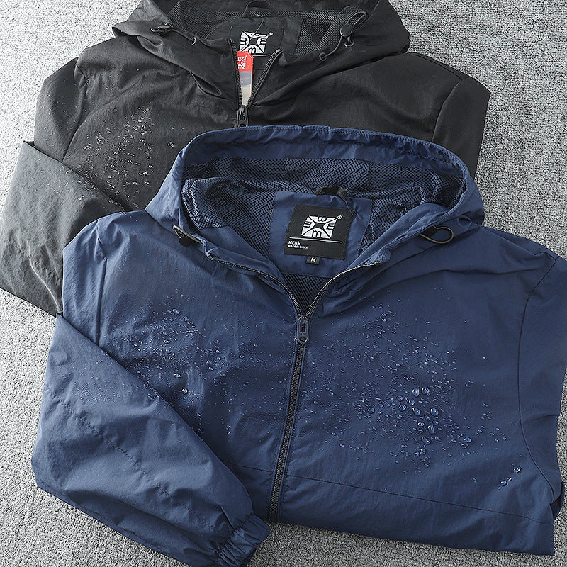 Herren Windjacke Leicht Wasserabweisend Kapuzenjacke