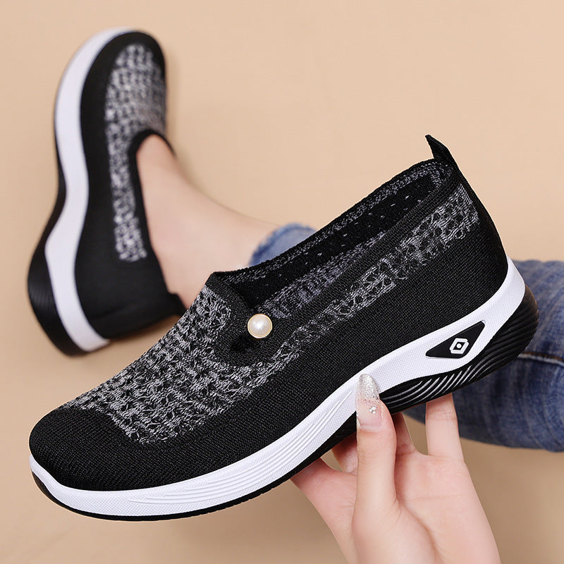 Damen Sneaker Strick Bequem Rutschfest