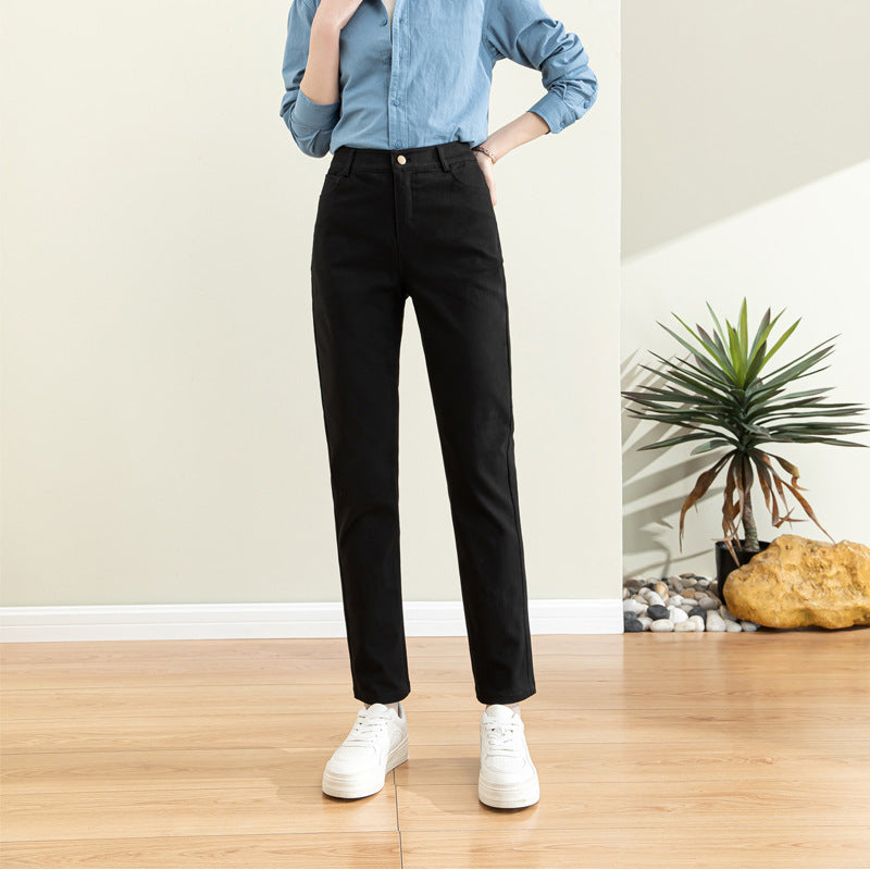 Damen Chino Hose Hochbund Stretch