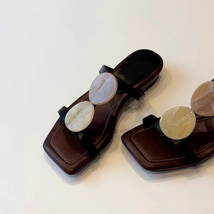 Damen Flip Flops Elegant mit Perlen Dekoration